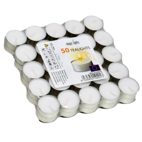 Pacote 50 Unid. Velas Brancas 12G S/Aroma 3,5/4Horas        