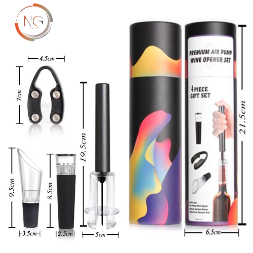 Conjunto De Saca-Rolhas Bomba Ar + 3 Acessorios             