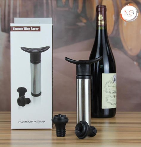 Bomba De Vácuo Para Garrafa De Vinho C/2 Rolhas             