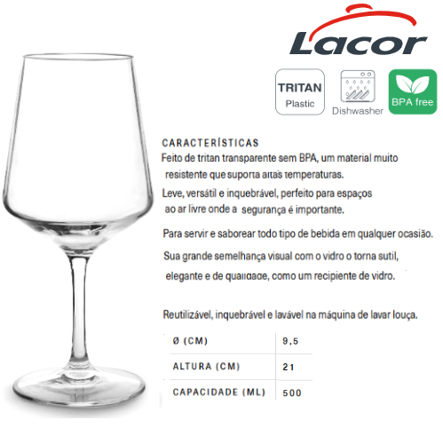 Calice Plastico Tritan Sem Bpa Øx21Cm Cap. 500Ml Lacor      