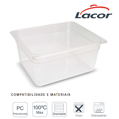 Conteiner Policarbonato Gn 1/2 265X325X200Mm 11,6Lt Lacor   