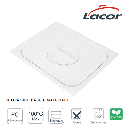 Tampa Conteiner Policarbonato Gn 1/2 265X325Mm  Lacor       