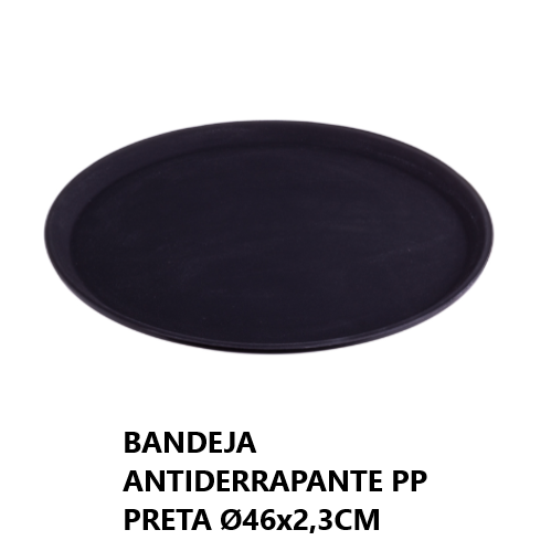 Bandeja Antiderrapante Pp Preta Ø46X2,3Cm                   