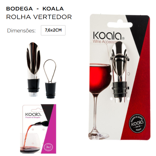 Rolha Vertedora Anti-Gota C/Tampa Inox Bodega Koala         