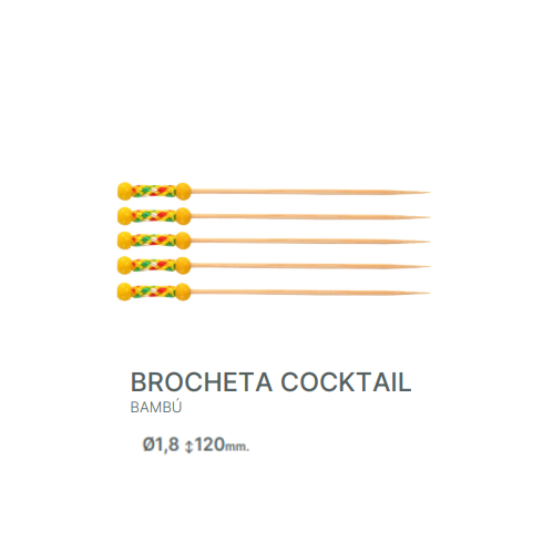 Palito Bambu Cockteil Amarelo Ø1,8X120Mm Pack De 200 Unid.  