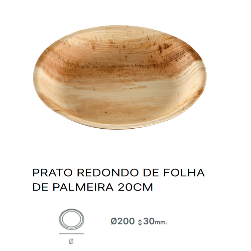 Prato Redondo Folha De Palma Ø200X30Mm Pack 25 Unid.        