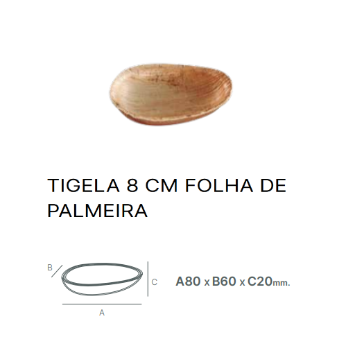 Tigela Oval Folha De Palma 80X60X20Mm Pack 30 Unid.         