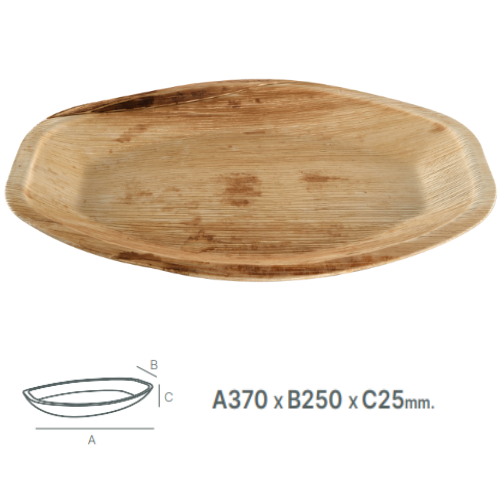 Travessa Oval Folha De Palma 370X250X25Mm Pack 25 Unid.     