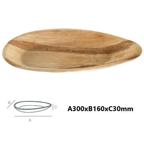 Travessa Barcol Folha De Palma 300X160X30Mm Pack 25 Unid.   