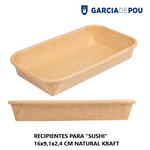 Recipientes Para Sushi 16X9,1X2,4Cm Natural Kraft 50 Unid   