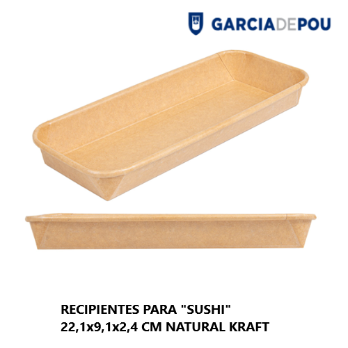 Recipientes Para Sushi 22,1X9,1X2,4Cm Natural Kraft 50 Unid 