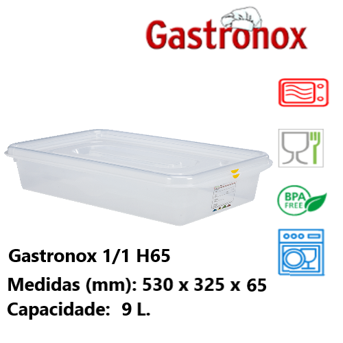 Caixa Gastronorm 1/1  9Lt 12560  530X325X65Mm Denox         