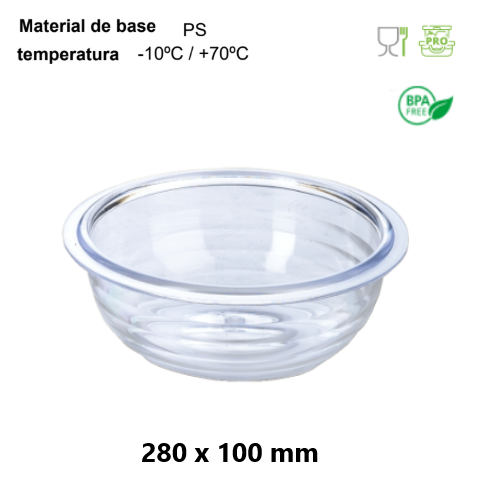 Saladeira Transparente Em Ps  Bpa Free  280X100Mm Denox     