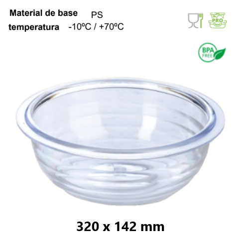 Saladeira Transparente Em Ps  Bpa Free  320X143Mm Denox     