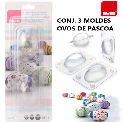 Conjunto De 3 Moldes Para Ovos De Pascoa 6+7+8Cm Ibili      