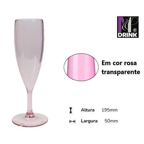 Calice Espumante Cor Rosa Transparente 16Cl  Policarbonato  
