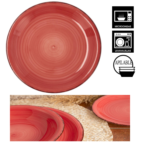 Prato Raso 27Cm Coral Vita Ceramica Grés Qd                 