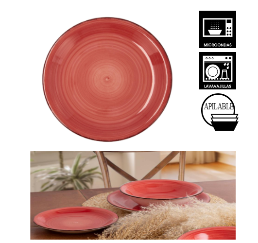 Prato Sobremesa 19Cm Coral Vita Ceramica Grés Qd            