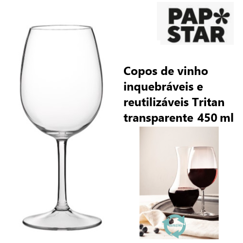 Calice Vinho /Agua Tritan 450 Ml Ø 6 X 20 Cm  Papstar       