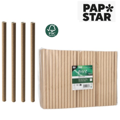 200 Palhinhas Bubble Tea Papel Pure Ø 12Mmx20Cm Castanho    