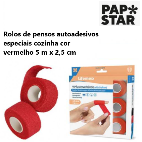 9 Rolos Penso Autoaderente Especial Cozinha 5Mx2,5Cm Vermelh