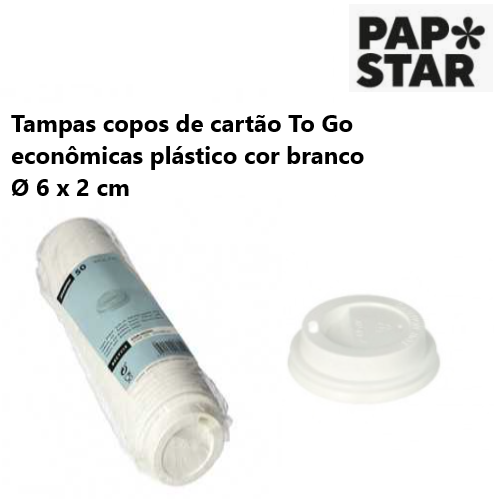 50 Tampa Para Copo To Go Redondo Ø 6X2Cm Branco             
