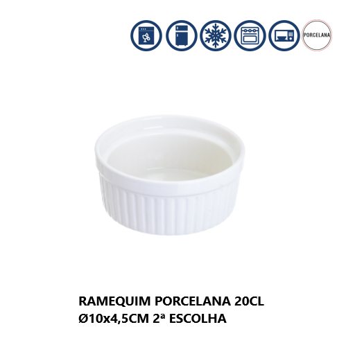 Ramequim Porcelana 20Cl Ø10X4,5Cm 2ª Escolha                