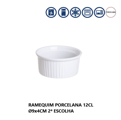 Ramequim Porcelana 12Cl Ø9X4Cm 2ª Escolha                   