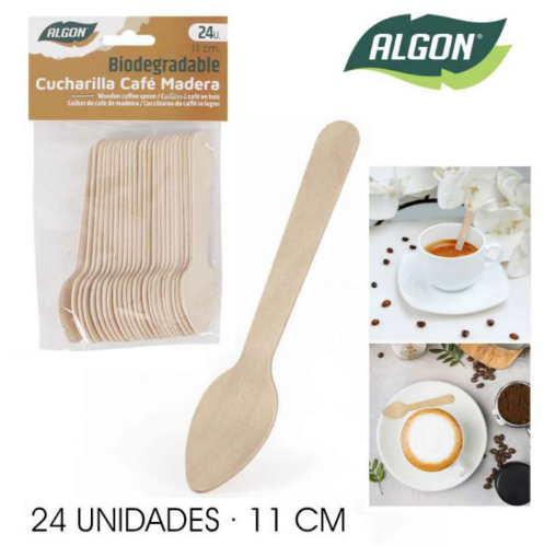Colher De Café Madeira 11Cm 24 Unid. Algon                  