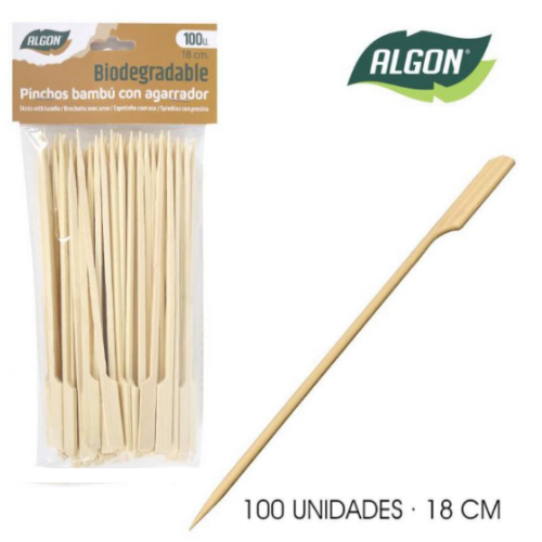 Espeto De Bambu Com Agarrador 18Cm 100 Unid. Algon          