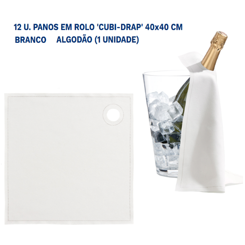 12 U. Panos Em Rolo Cubi-Drap 40X40Cm Branco Algodão        