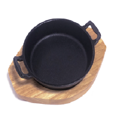 Frigideira C/2 Asas Ferro Fund. 70Cl 20X3,5Cm+Base. Madeira 