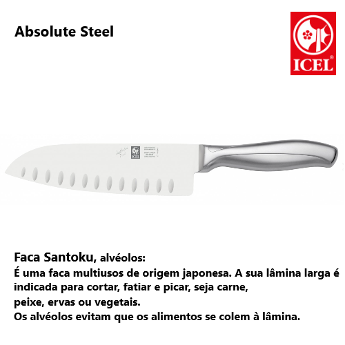Faca Santoku, Alvéolos 170Mm Absolute Steel  Icel           