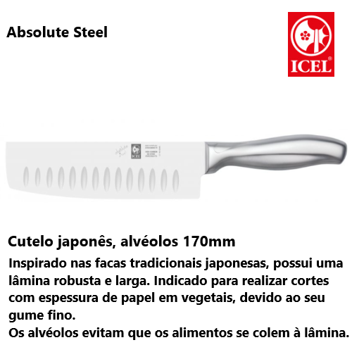 Cutelo Japonês, Alvéolos 170Mm Absolute Steel  Icel         