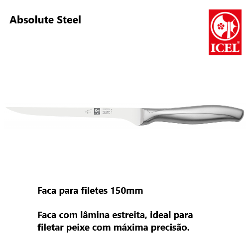 Faca Para Filetes 150Mm  Absolute Steel  Icel               