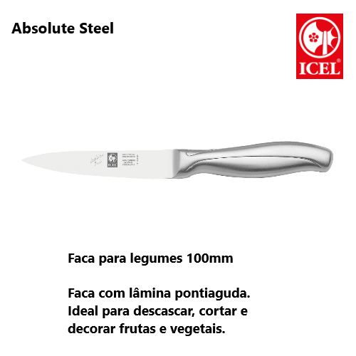 Faca Para Legumes 100Mm  Absolute Steel  Icel               