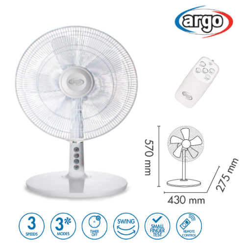 Ventoinha De Mesa Argo Tablo Evo White  5 Pás 40Cm          