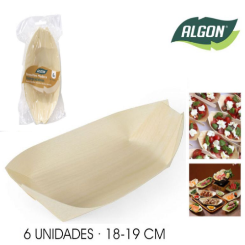 Pack De 6 Barquitas Madeira 18Cm Biodegradaveis  Algon      