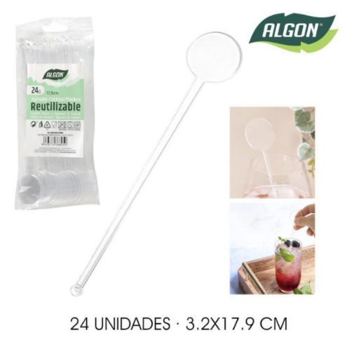 Agitador Bebidas Plastico Transp.Algony 24 Unid Algon       