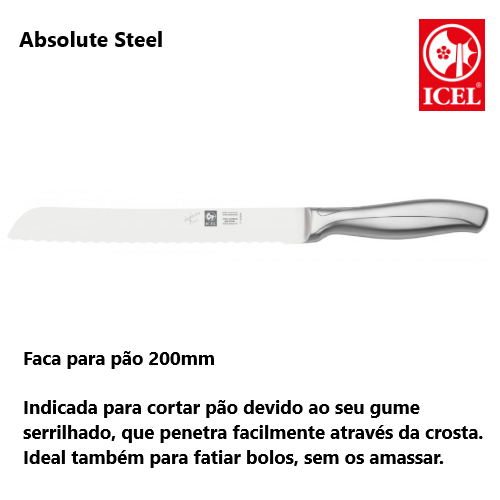 Faca Para Pão 200Mm  Absolute Steel  Icel                   