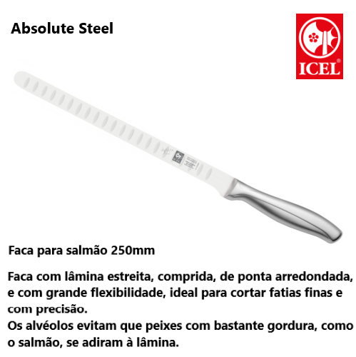 Faca Para Salmão 250Mm  Absolute Steel  Icel                