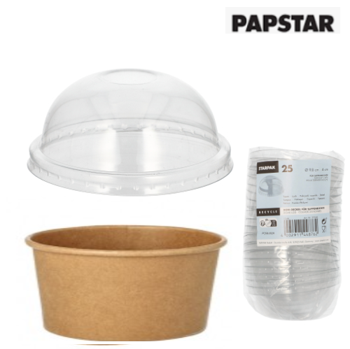 25 Tampas Dome Pet Redondas P/Taça Sopa Ø9,8X4Cm Papstar    