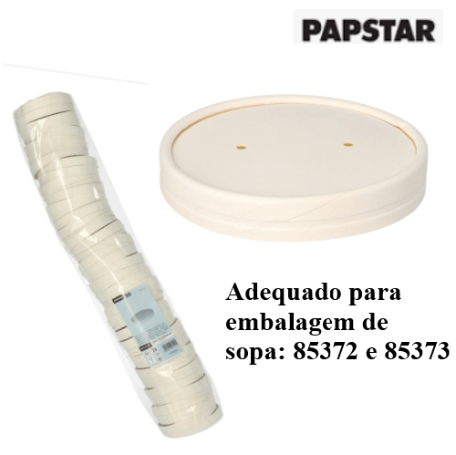 50 Tampas Para Terrina Sopa Cartão Redondo Ø9,9Cm Papstar   