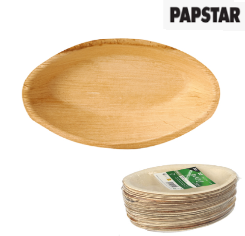 25 Pratos Folha De Palmeira Oval 18X11,5X3Cm  Papstar       