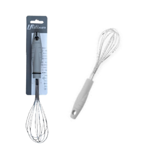 Batedor 12 Varas Inox Com Cabo Plastico 27Cm                