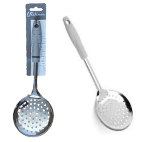 Escumadeira De Servir Inox  C/Cabo Plastico 31Cm            