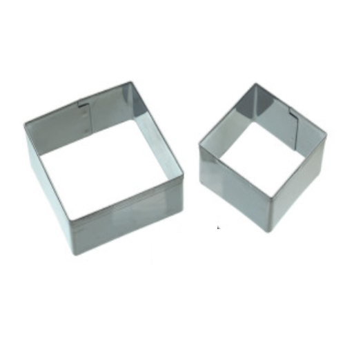 Conj. 2 Aros Inox De Empratar Quadrados 6 E 8Cm Alt. 4,5Cm  