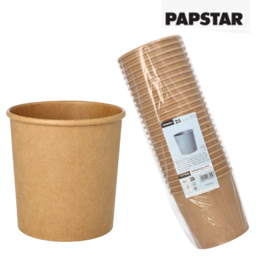 25 Tigelas De Sopa Cartão Redondo 760Ml Ø11,5X11Cm Castanho 