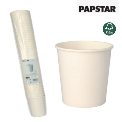 50 Tigelas De Cartão Redondas Brancas 470Ml Ø 9,9X9,9Cm     