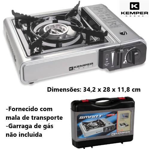 Fogão Portátil 308X344X90Mm 2,2Kw Cartuchos 227G Kemper     